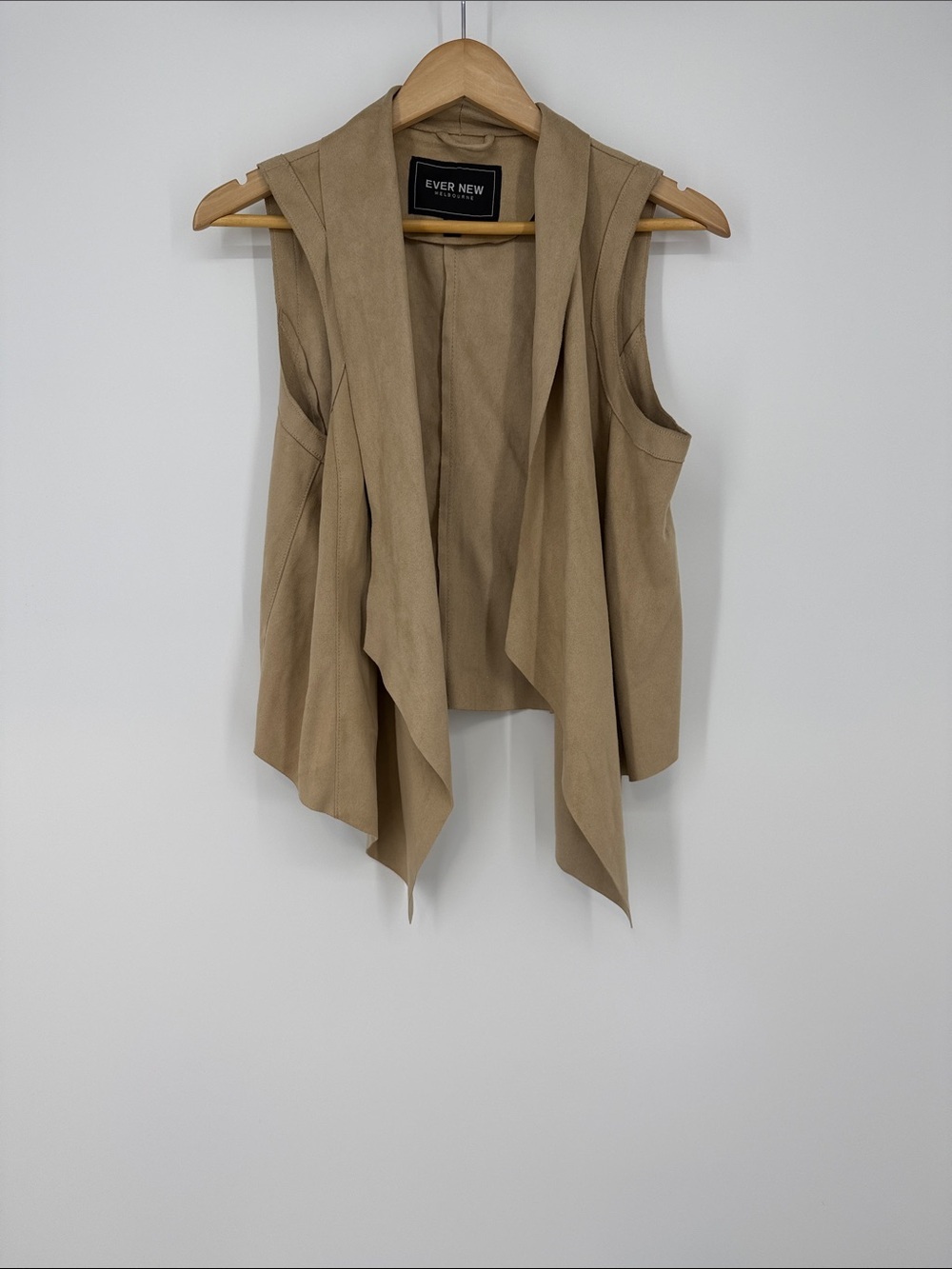 Ever New Draped Open-Front Vest in Taupe Size 8